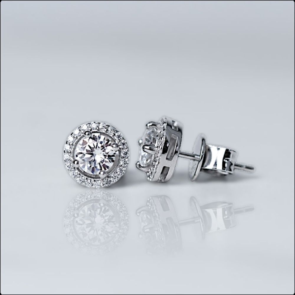 Certified Full VVS1 Moissanite Luxury Halo Stud Earrings Unisex